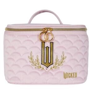 Wicked Glinda Pink Velvet Embroidered Logo Vanity Case NWT
